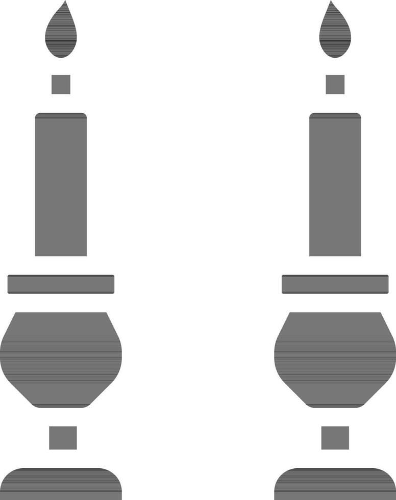 Vector Illustration Of Illuminated Candles In black and white Color.