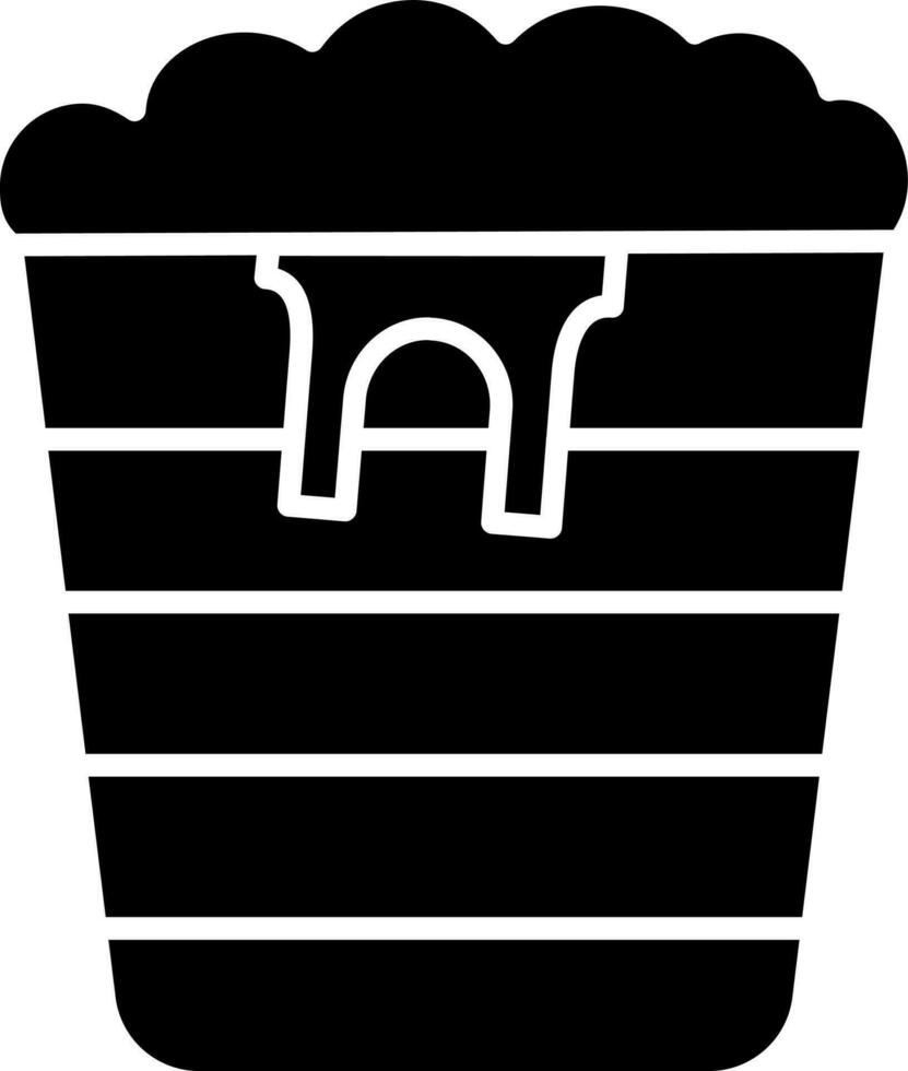 Cloth Washing Bucket Icon In black and white Color. vector