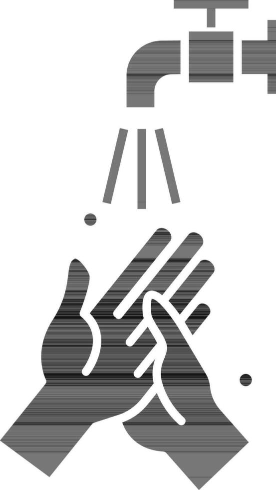 Washing Hands With Faucet Icon In Glyph Style. vector