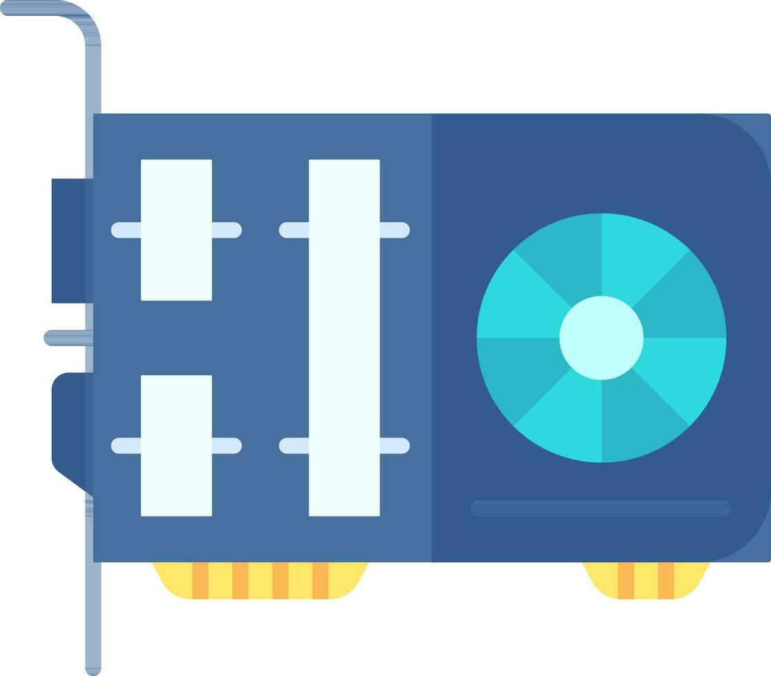 Blue And Cyan GPU Graphics Processing Unit Icon. vector