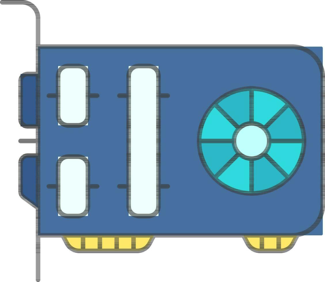 GPU Graphics Processing Unit Icon In Blue Color. vector