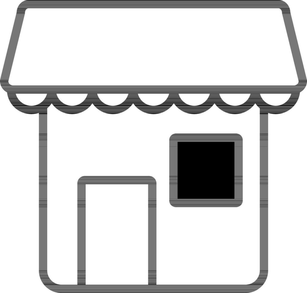 black and white Illustration of Shop Icon or Symbol. vector