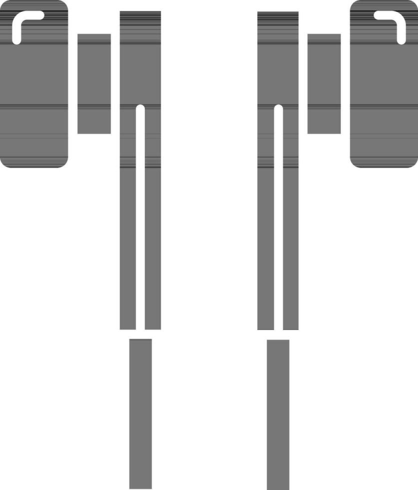 Black And White Color Earphone Icon In Flat Style. vector