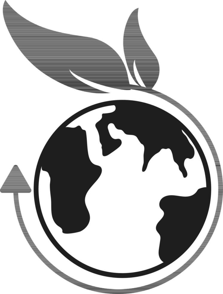 Eco World Icon in black and white Color. vector