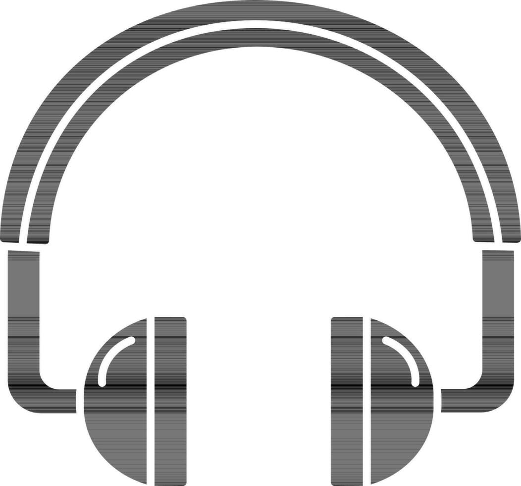 black and white Color Headphone Icon In Flat Style. vector