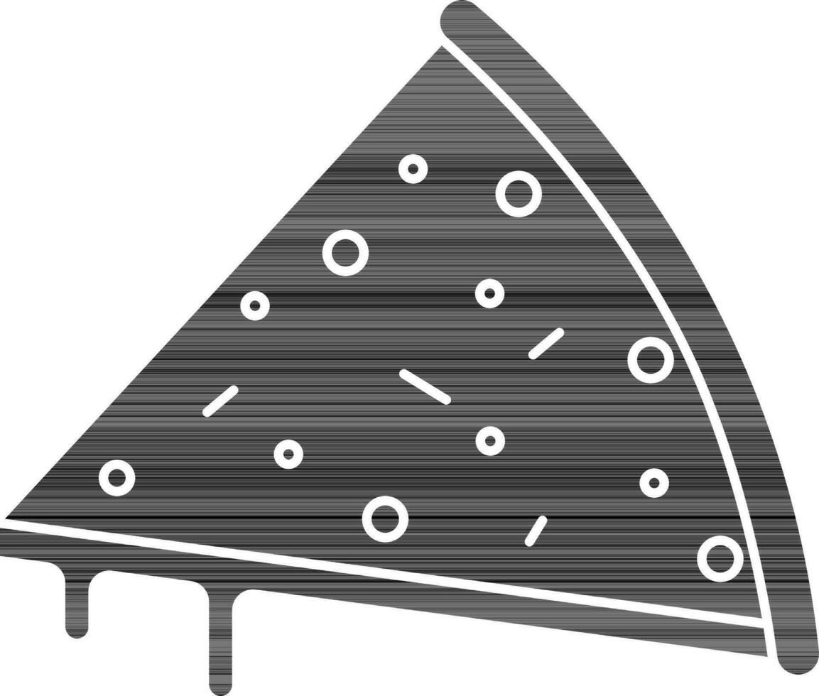 Pizza Slice Icon In black and white Color. vector