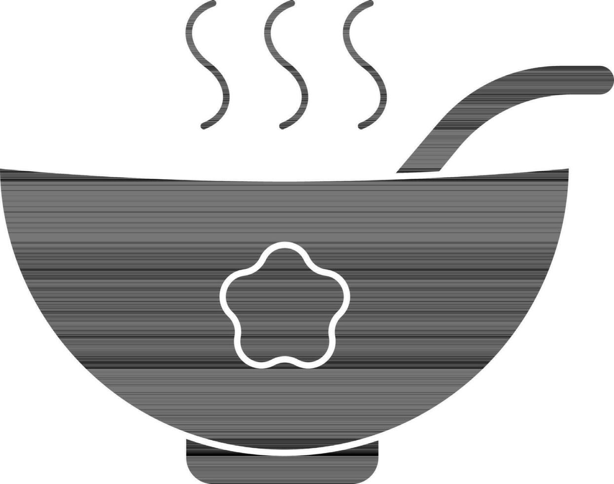 sopa cuenco con cuchara icono en negro y blanco color. vector