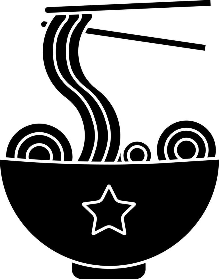 Noodles Bowl Icon In black and white Color. vector