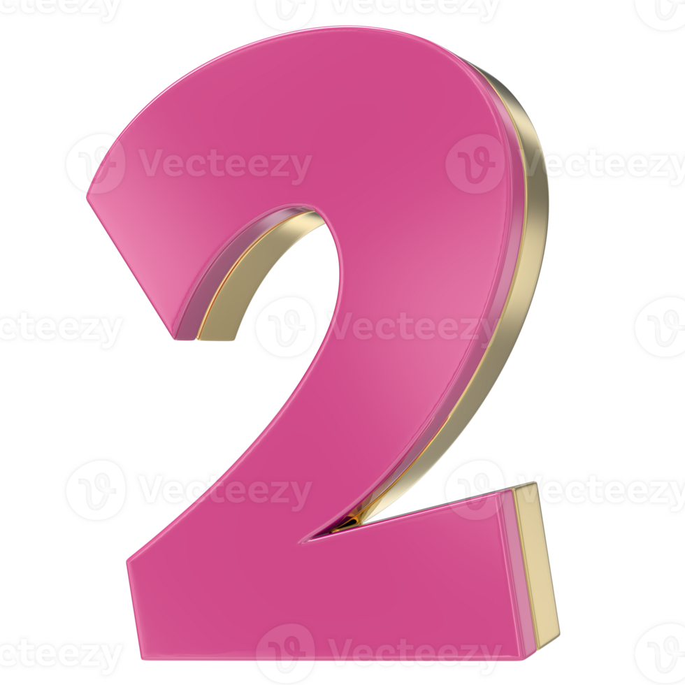 2 Pink With Gold 3D Render png