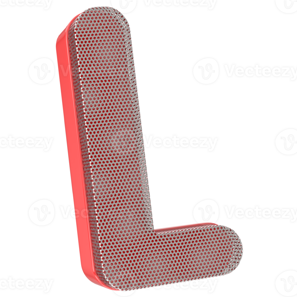 L Font 3D Render png