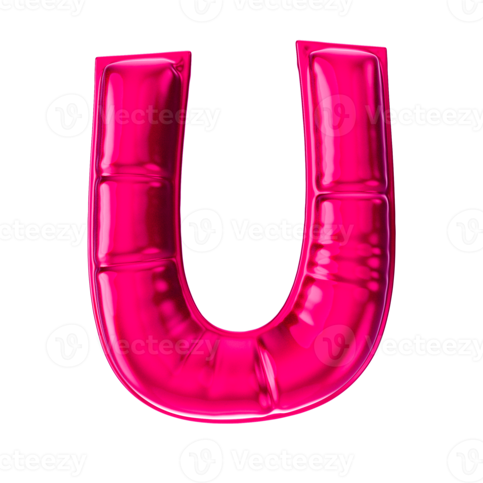 U Red Balloon Font 3D Render png