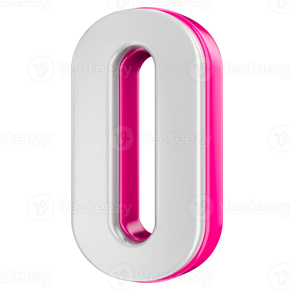 Number 0 Pink 3D Render png