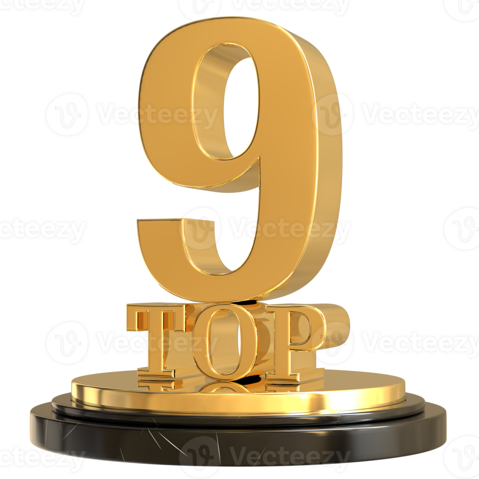 TOP 9 3D GOLD png