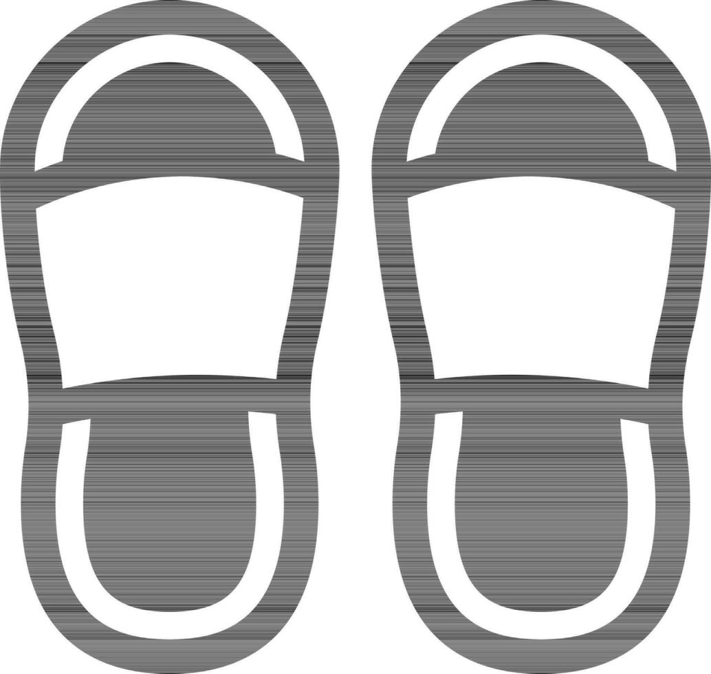 black and white Illustration of Slippers Icon. vector