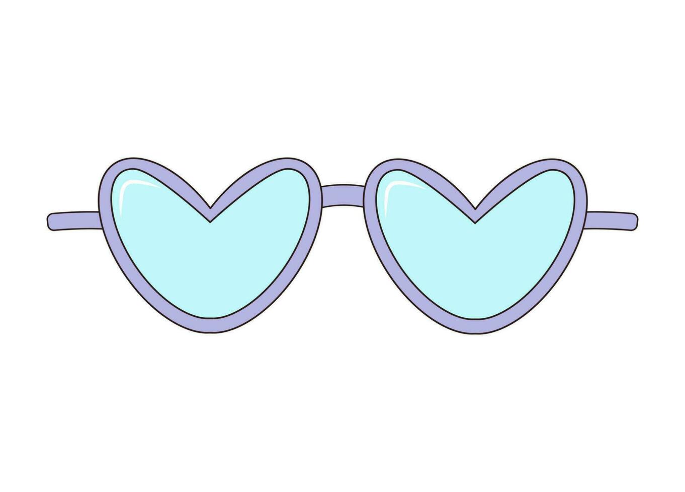 Heart shaped sunglasses. Groovy retro fashion style. Vector illustration isolated on white background.