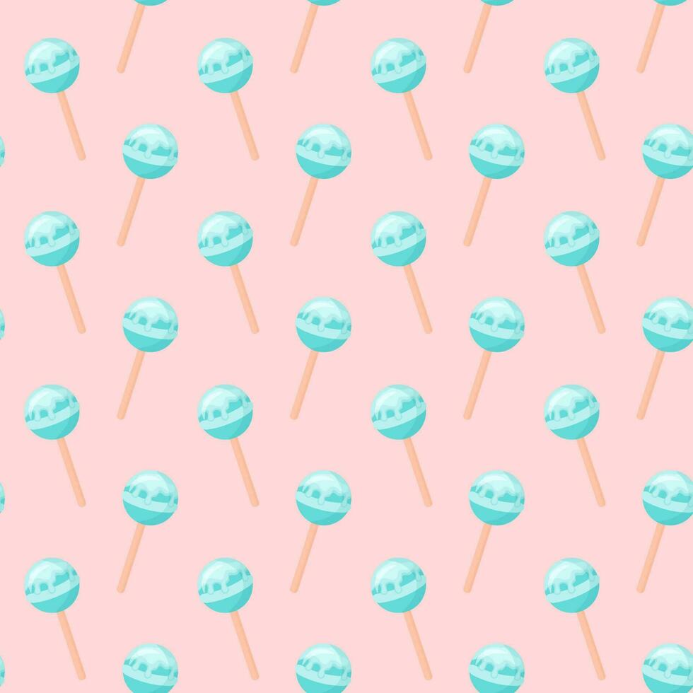 Seamless pattern with glazed lollipops on pastel pink background vector