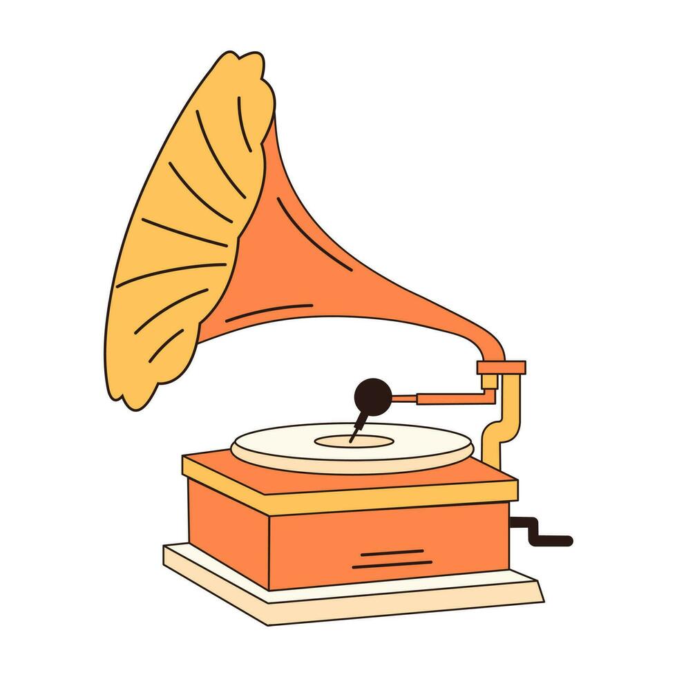 Old vintage gramophone. Retro music equipment. Classic retro phonograph for nostalgic. vector