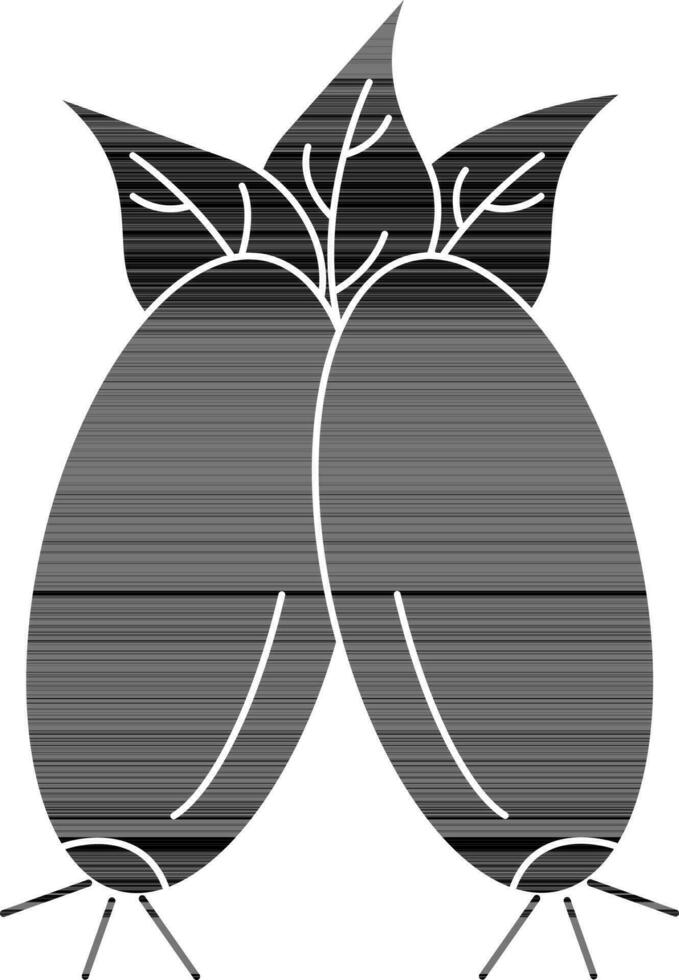 Rosehip With Leaves Icon in black and white Color. vector