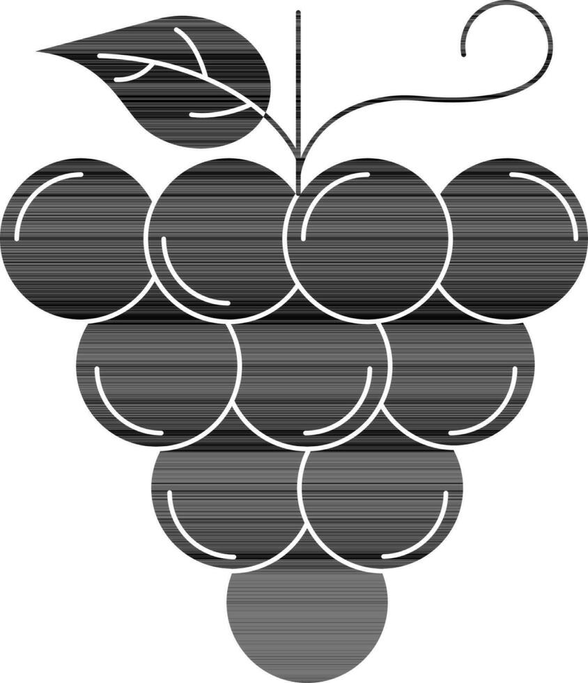 negro y blanco uvas icono en plano estilo. vector