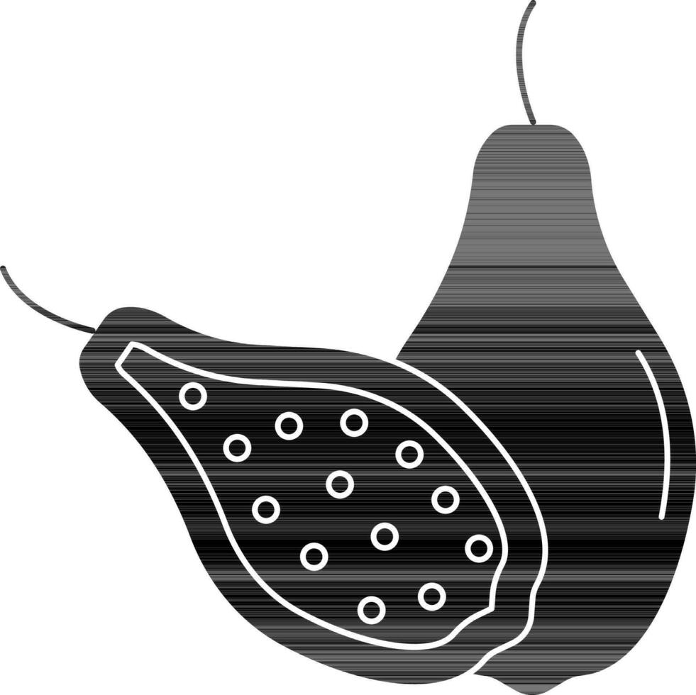 papaya icono o símbolo en negro y blanco color. vector