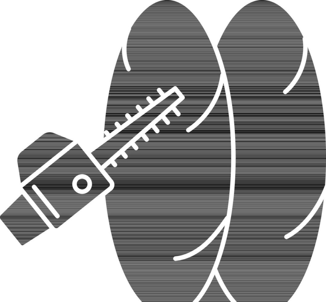 Tree Cutting with Chainsaw Icon in black and white Color. vector
