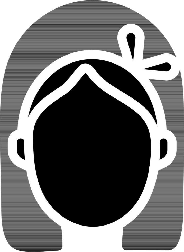 Cartoon Girl Face Wear Headband Icon In Glyph Style. vector