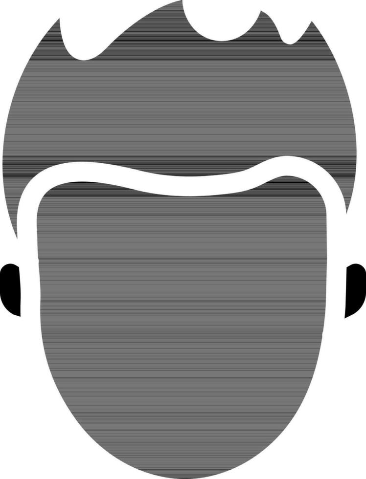 Glyph Style Faceless Man Icon On White Background. vector