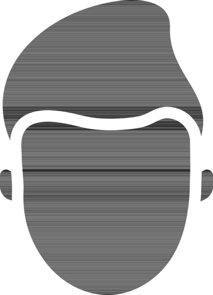 Character Of Young Man Face Icon In black and white Color. vector