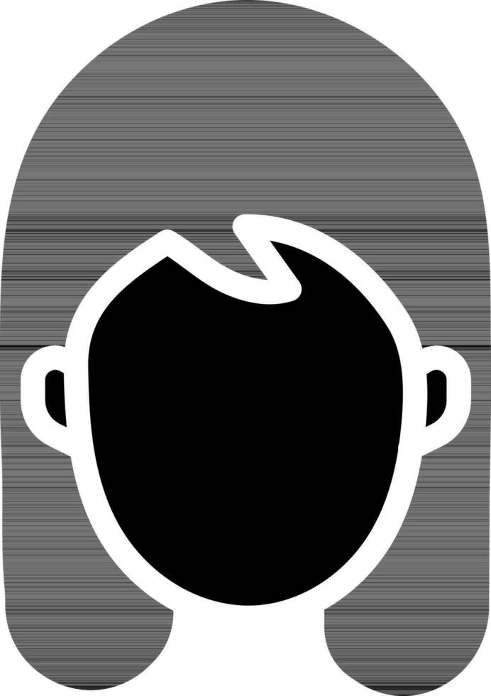 Glyph Style Girl Face with Open Hair icon. vector