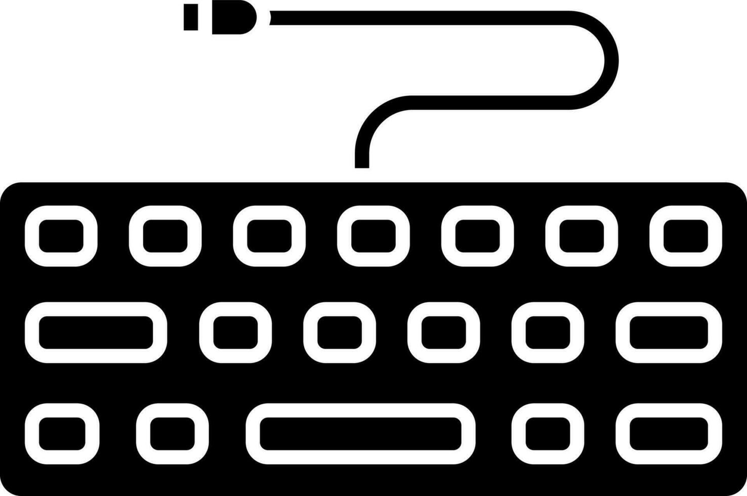 plano estilo teclado icono en negro y blanco color. vector