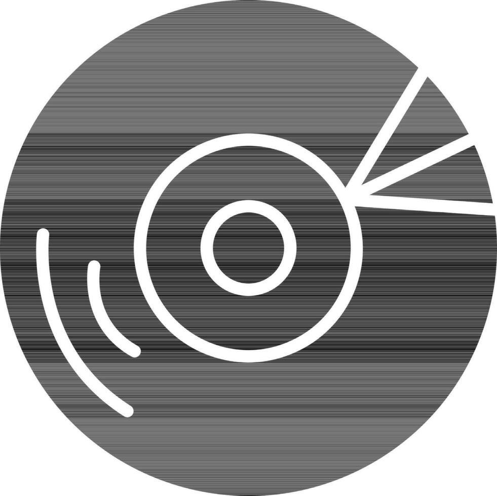 CD or DVD Disk Icon in black and white Color. vector