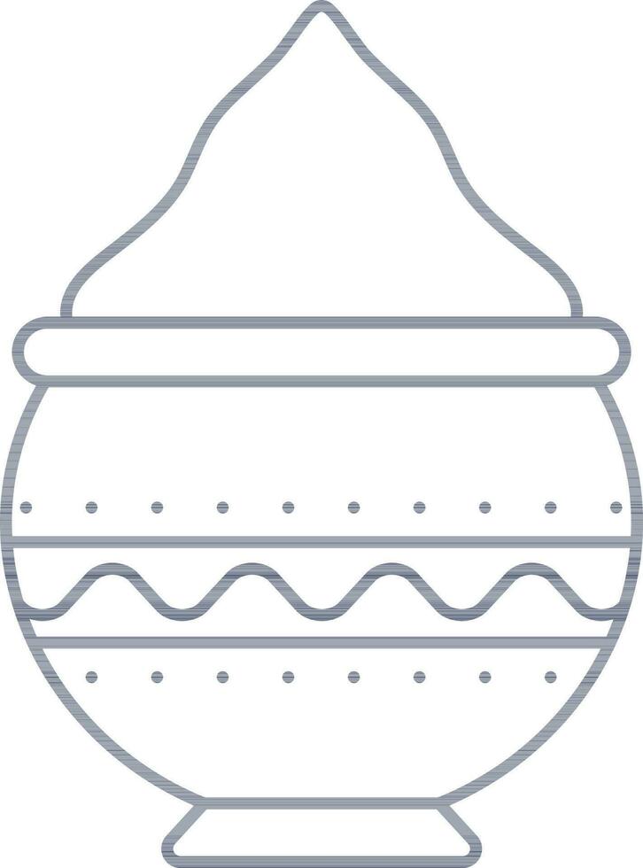 Clay Pot Full Of Powder Gulal Icon In Linear Style. vector