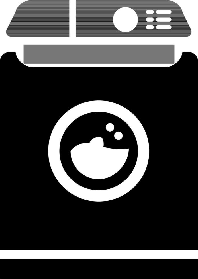 Front load Washing Machine black and white icon. vector