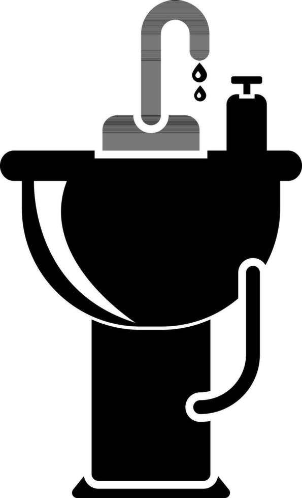 negro y blanco icono de lavabo en plano estilo. vector