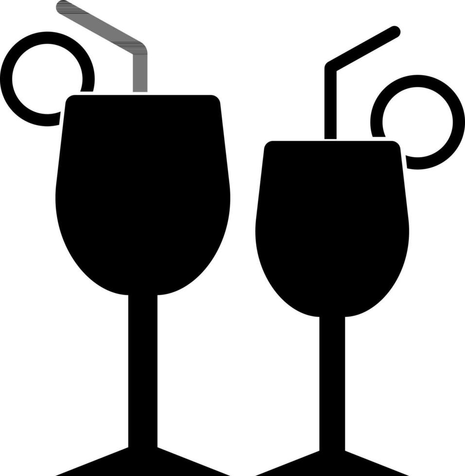 Cocktail Glass icon decorated with Lemon slice. vector