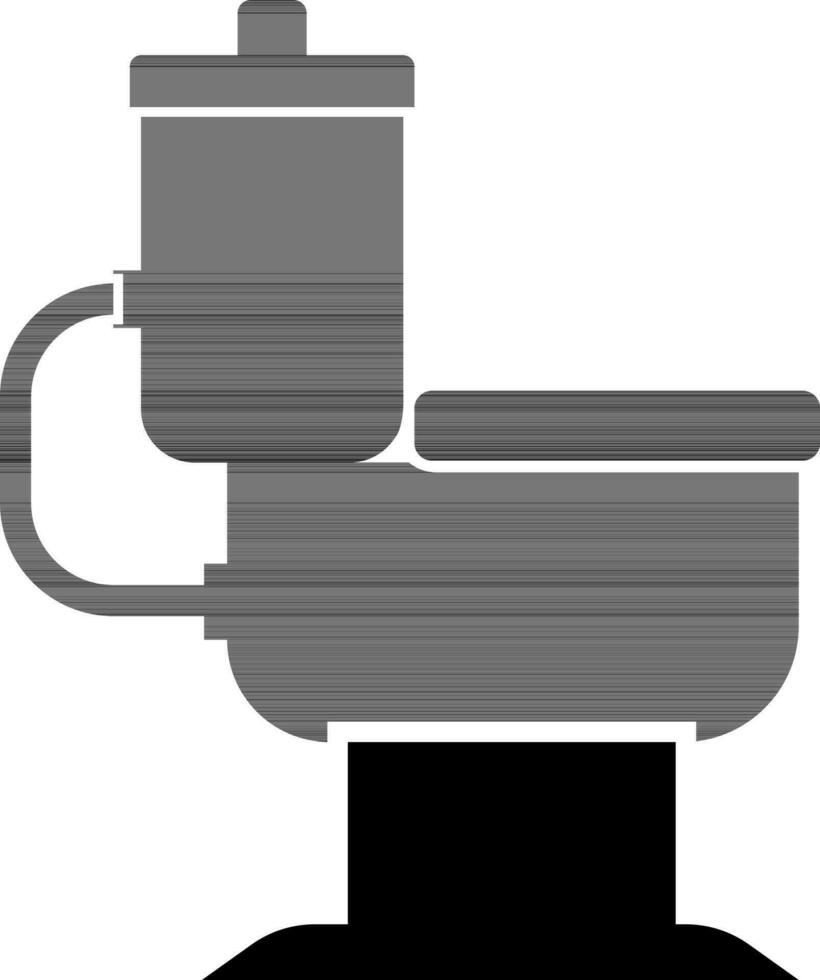 Toilet Bowl black and white icon in flat style. vector