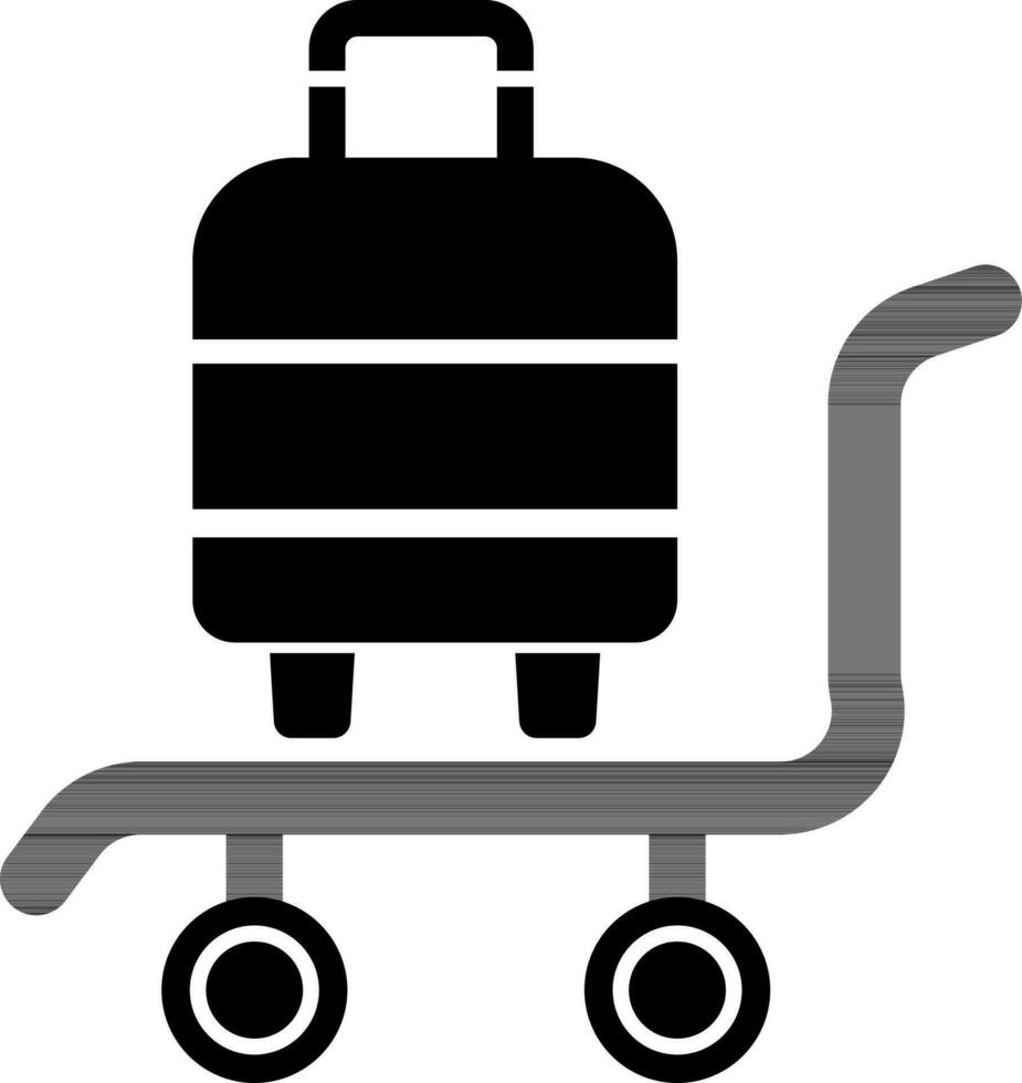 Suitcase on Luggage trolley icon. vector