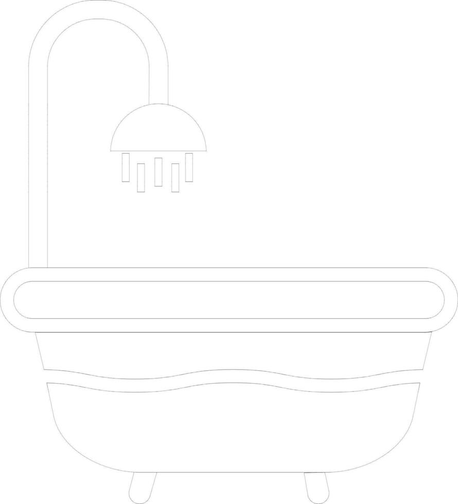 Line art icon of Bathtub with Shower. vector
