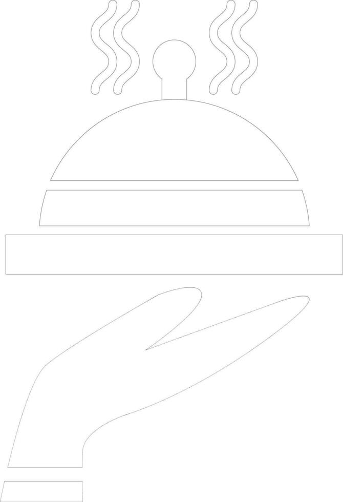 Thin line icon of holding cloche for Restaurant sign. vector