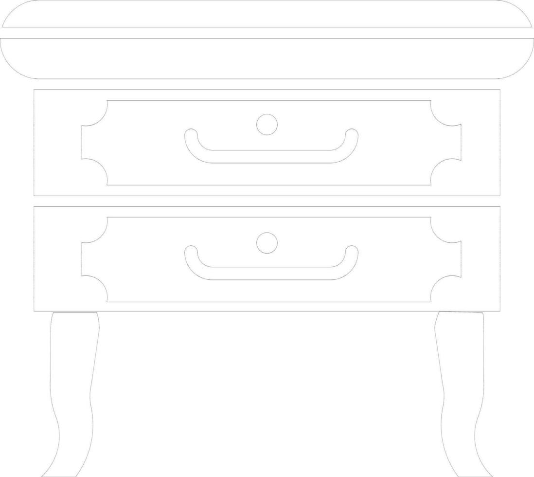 Flat thin line icon of Table Drawer. vector