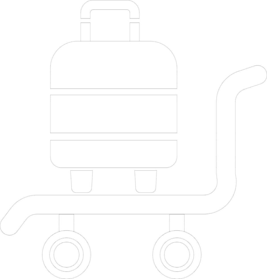 Luggage Trolley with Suitcase icon. vector