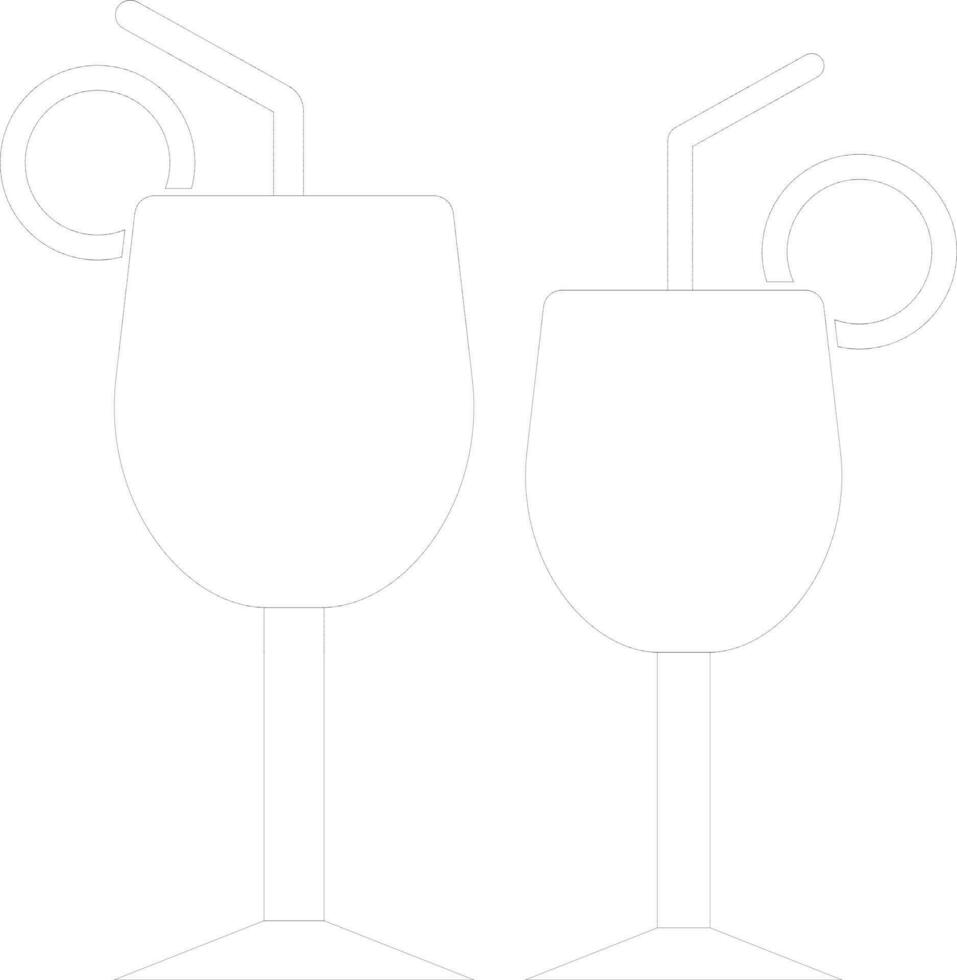 Mocktail or Cocktail icon made with line strokes. vector