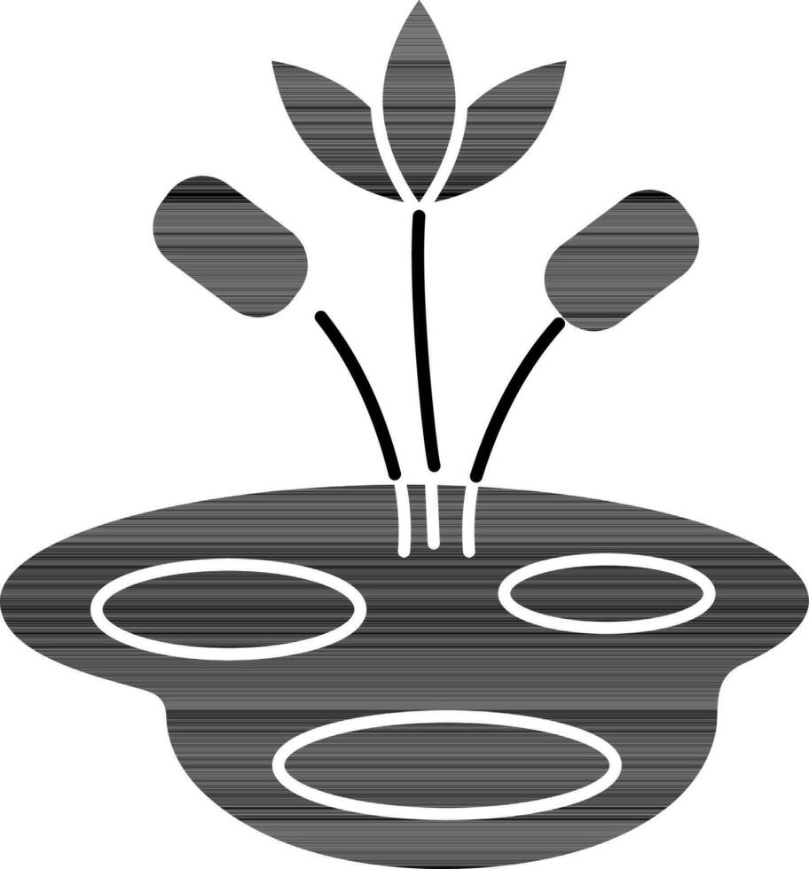 Lotus Flower with Buds in Mud Glyph Icon. vector