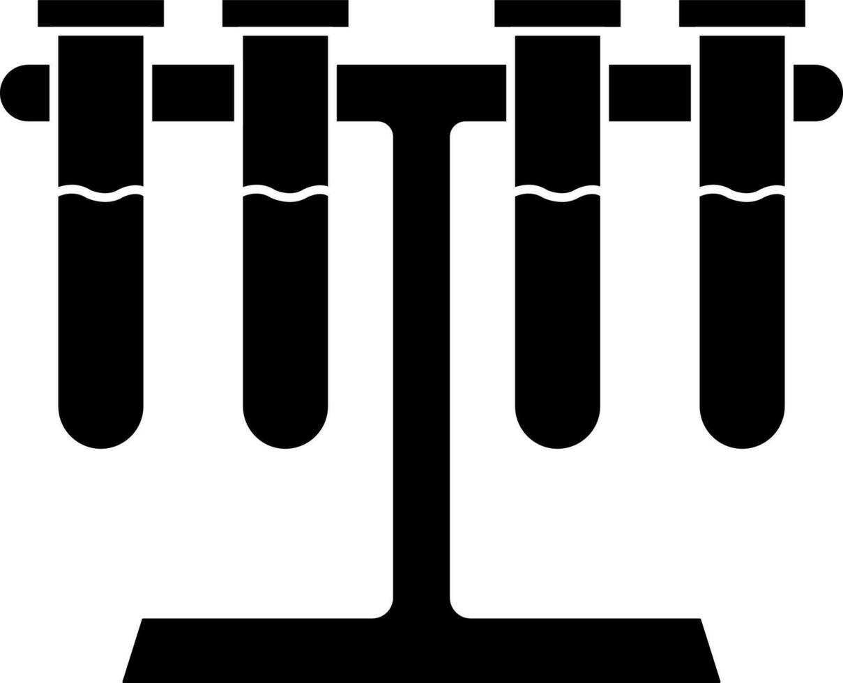 plano estilo prueba tubo estante icono en negro y blanco color. vector