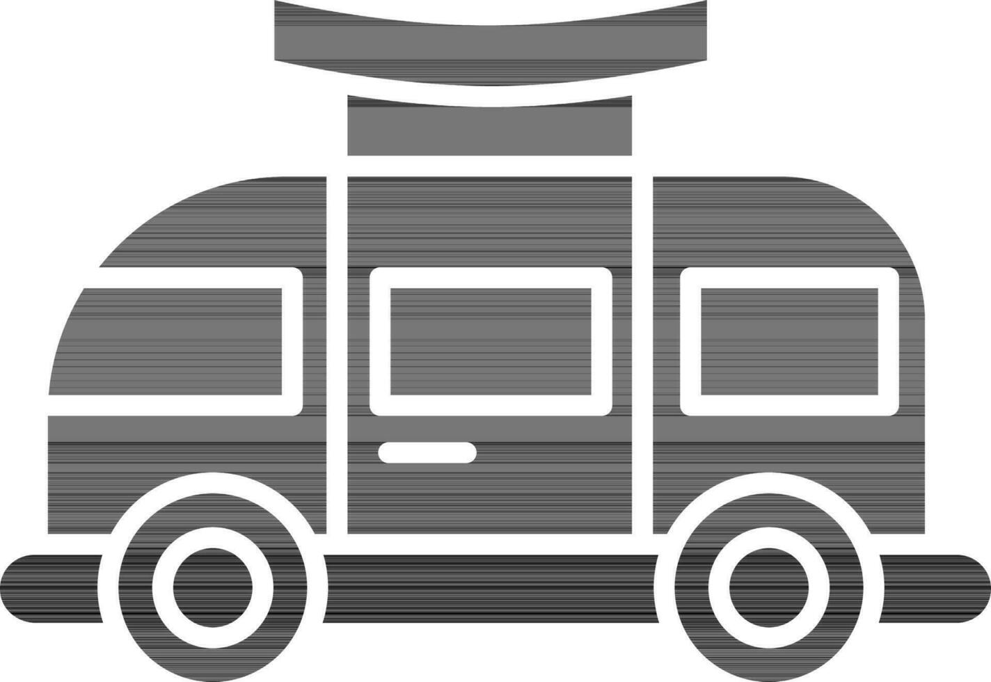 Camper Icon In black and white Color. vector