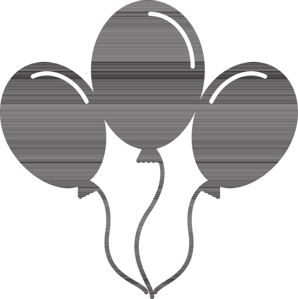 Balloons Icon In Black And White Color. vector