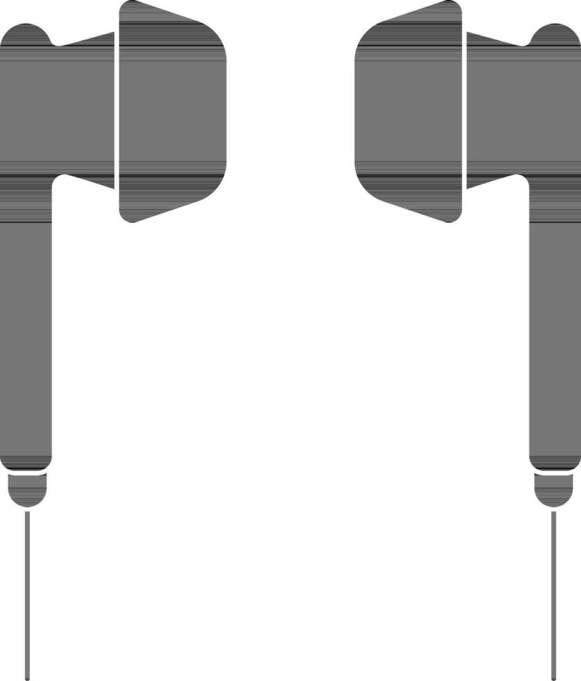 Earphone Icon In Black And White Color. vector