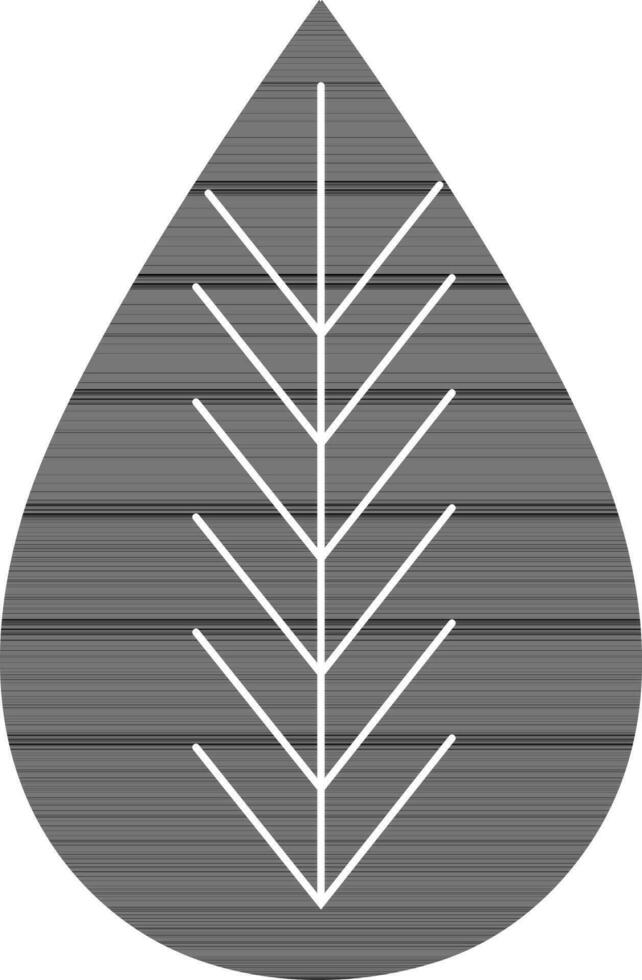 Flat style leaf in black and white color. vector