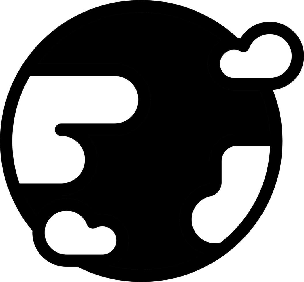 Earth With Cloud Icon In black and white Color. vector