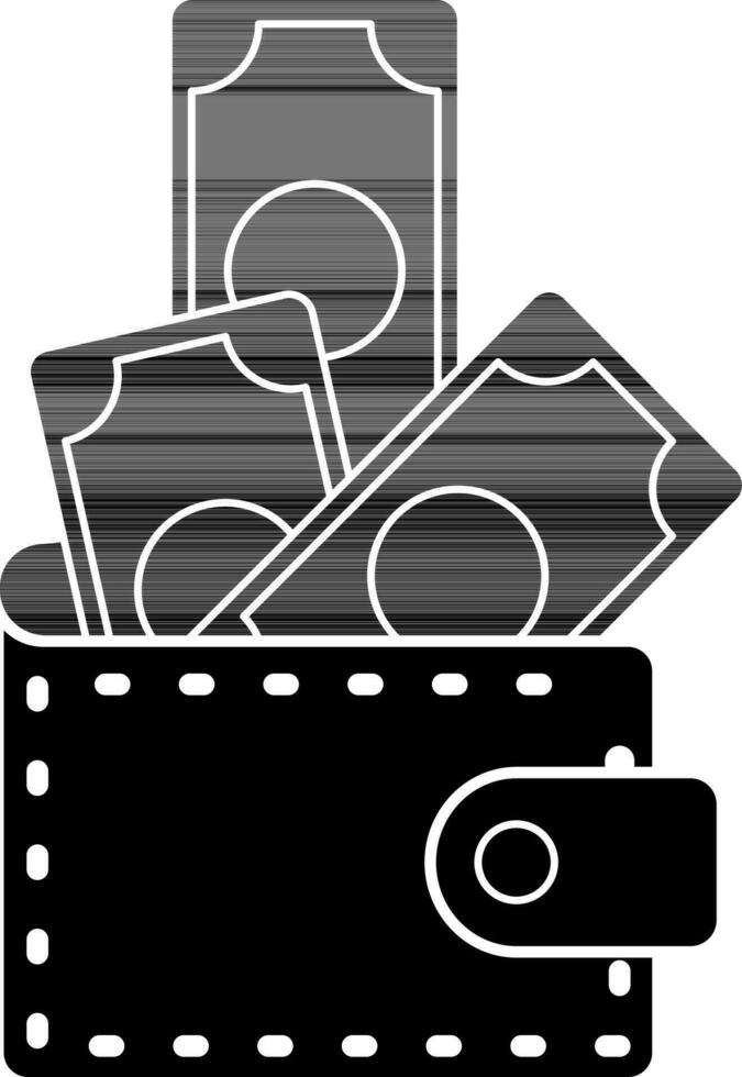 black and white money in wallet. vector